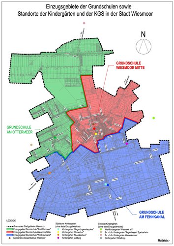 Übersicht Einzugsgebiet Schulen und Standorte Kindertagesstätten